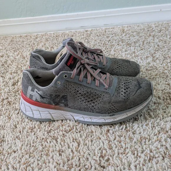 Hoka Gray and Red Athletic Shoes - Picture 3 of 9